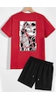 Uyguntarz Anime Şort T-shirt Eşofman Takımı Kırmızı