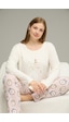 Siyah İnci Curve Büyük Beden Battal Boy Pamuklu Pijama Takım25240829 Ekru