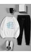Uyguntarz Unisex Today İs The Perfect Tasarım Basklı Bisiklet Yaka Sweatshirt - 2'li Eşofman Takımı Beyaz