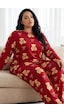 Siyah İnci Desenli Termal Kumaşlı Ultra Soft Yumuşak Büyük Beden Battal Boy Örme Pijama Takımı 26226720 Kırmızı