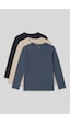 Standart Fit Basic O Yaka 3lü Paket Lacivert-bej-koyu Mavi Unisex Çocuk T-shirt - 11329 Lacivert - Beyaz