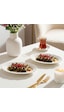 Porsima 4462 Gonca Porselen Kayık Tabak Seti - Oval Kahvaltılık Sunumluk Seti 20cm Beyaz