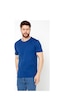 Mmetalic Erkek Siyah %100 Pamuk T- Shirt Regular Fit Rahat Kesim Bisiklet Yaka Basic Tişört İndigo