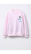 Monila Unisex Bluey Baskılı 3 İplik Kumaş Pamuklu Sweatshirt Pembe