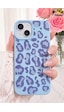 Fibaks iPhone 13/14/15 Uyumlu Kılıf Mavi Leopar Şık Tasarımlı Premium İnce Soft Silikon