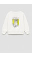 Monila Erkek Çocuk 3 İplik Kumaş Leopar Baskılı Pamuklu Sweatshirt Ekru
