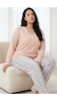 Siyah İnci Düğmeli Pamuklu Likralı Büyük Beden Battal Boy Örme Pijama Takım26240917 Somon