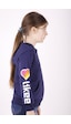 Toontoy Kız Çocuk Like Kalp Baskılı Kanguru Cepli Sweatshirt Lacivert
