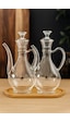 Morponi Bambu Standlı Borosilikat Cam Glorry Yağlık 2'li Set 700 Ml+700 Ml Şeffaf