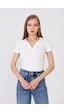 Hdm Kadın Ekru Polo Yaka Fitilli Günlük Bluz - H6038