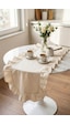 Ham Naturel Fırfırlı Keten Runner - 40x110 Cm Beyaz