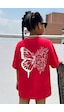 Uyguntarz Çocuk Flower Butterfly Baskılı Pamuklu Tshirt Kırmızı Uyguntarz Çocuk Flower Butterfly Baskılı Pamuklu Tshirt Kırmızı