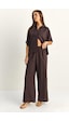 Shade Kadın Oversize Kısa Kol Gömlek Beli Lastikli Geniş Paça Pantolon Takım 7651 60286138 - Acı Kahve Çok Renkli