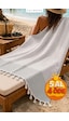Calmera Çizgili Peştemal Pamuk - Doğal Saçaklı Plaj, Deniz, Havuz, Spa, Sauna, Spor, Seyahat Havlu - Gri Calmera Çizgili Peştemal Pamuk - Doğal Saçaklı Plaj, Deniz, Havuz, Spa, Sauna, Spor, Seyahat Havlu - Gri