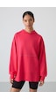 Tommy Life Viva Kırmızı Balon Kol Yazı Nakışlı Kadın Oversize Tunik Sweatshirt - 97163 Kırmızı