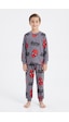 Bunny Hopp Erkek Çocuk Uzun Kollu Pijama Takımı %100 Pamuk Kırmızı Maske Desenli Penye Gri Bunny Hopp Erkek Çocuk Uzun Kollu Pijama Takımı %100 Pamuk Kırmızı Maske Desenli Penye Gri