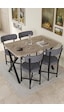 Mutfak Masası 4 Sandalyeli Set 110x70 Cm Modern Bahçe Cafe Masa Takımı 4 Kişilik Tedy 9883 Anstrasit Gri