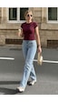 Bordo Basic Slim Fit Kadın Tişört Mg2818 Bordo Basic Slim Fit Kadın Tişört Mg2818
