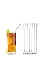 Mucit Home Kaşıklı Milkshake Pipeti Gümüş Paslanmaz Çelik 6'lı Pipet Seti+ 1 Adet Temizleme Fırçası