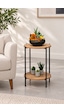 Arpelia Yuvarlak Tablalı İki Katlı Sehpa Q42x60 Cm Lava - Atlantik Çam