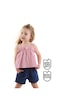 Denokids Kız Bebek Çocuk Pembe Yazlık Müslin Askılı Bluz Şort Takım