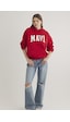 Mavi - Mavi Logo Baskılı Kapüşonlu Kadın Sweatshirt 1600361-86417 Kırmızı