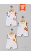 Babyden's Erkek Bebek Şortlu Tulum 3'lü Set % 100 Pamuklu Kolsuz Çıtçıtlı Yazlık Safari Baskılı Yenidoğan Bebek Tulumu Çok Renkli