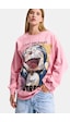 it's basic Kadın Pembe W5 Oversize Baskılı %100 Koton Organik Kumaş Sweatshirt