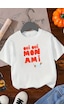 Monila Kız Çocuk Baskılı Pamuklu Bisiklet Yaka T-shirt Beyaz