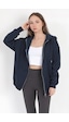 Giysa Kadın Indigo Fermuarlı Şardonlu Kapüşonlu Oversize Sweatshirt - 9015 - 264401 Indigo