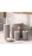 Perotti 33031500001-3 5 Parça Yuvarlak Banyo Seti - Çöp Kovası, Sabunluk, Diş Fırçalığı Ve Silikon Wc Fırçası Taupe-beyaz Beyaz - Kahverengi