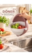 Porsima 1312 Aqua 360 Derece Döner Çift Katlı Mutfak Süzgeci 24 Cm - Kulplu Meyve, Sebze Ve Pirinç Yıkama Süzgeçli Kase Pudra Pudra Pembe