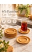 Porsima Pbt-708 6'lı Bambu Çay Tabağı Seti 10 Cm - %100 Doğal Ahşap Yuvarlak Çay Bardağı Altlığı
