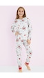 Siyah İnci Kız Çocuk Renkli Desenli Pamuklu Pijama Takım 24225705 Gri