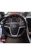 Opel Astra J Dikme Direksiyon Kılıfı Alcantara Süet Mat Karbon Kırmızı Yüzük Ve Dikiş 2009-2015 Siyah