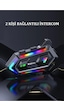 2 Intercom Bağlantılı Rgb Işıklı Bluetooth Motosiklet Kask Kulaklık Bt5.3 Stereo Su Geçirmez