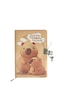 Capybara Hatıra Defteri Günlük Kilitli Defter 80 Yaprak - Sevimli Kahverengi