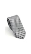 Gaffy Siyah Piti Kare Desenli Beyaz Dokuma Kumaş Mendilli Slim Fit Kravat // Sdk-2503-4 Beyaz