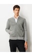 Jack & Jones Erkek Hakim Yaka Önü Keçe Triko Mont Desen Füme