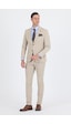 İmza Bej Mono Yaka Yarım Astar 6 Drop Slim Fit Beli Lastikli Takım Elbise 1001250121 Bej