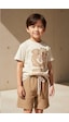 Erkek Çocuk Pamuklu Tarçın İguana Baskılı T-shirt Ve Müslin Kumaş Şort Takım Tarçın
