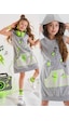 Denokids We Rock Gri Melanj Kapüşonlu Cepli Kolsuz Kız Çocuk Elbise