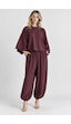 Mevese Rahat Kesim Modal Takım - Yarasa Kol Oversize Bluz Ve Geniş Paça Şalvar Pantolon - Mürdüm