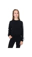 Kız Çocuk Relax Fit Dik Yaka Düşük Omuz Kolu Garnili Sweatshirt - 2 İplik Siyah