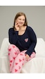 Siyah İnci Curve Büyük Beden Battal Boy Pamuklu Pijama Takım25240767 Lacivert