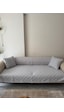 Konik Kırlent Kılıfı Hediyeli 170x210 Cm Pamuklu Koltuk Örtüsü Gri Gri