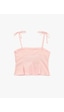 Koton Slim Fit Hafif Peplum Kesim Pileli İp Askılı Crop Keten Bluz Pembe