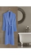 Mavi Büyük Beden Şalyaka Pamuklu Hamam Sauna Banyo Battal Kadın Erkek Unisex 3xl 4xl Bornoz