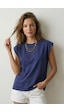 Elemge %100 Pamuk Süprem Tok Kumaş Kadın Oversize İndigo T-shirt Geniş Omuzlu Dökümlü Kolsuz Bol Kalıp Elemge %100 Pamuk Süprem Tok Kumaş Kadın Oversize İndigo T-shirt Geniş Omuzlu Dökümlü Kolsuz Bol Kalıp