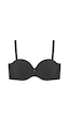 Cottonill Seamless Bra - Serina Siyah Balenli Lazer Kesim Yarım Dolgulu Push Up Straplez Kadın Sütyen
